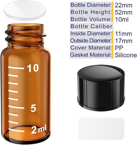 Sterile Empty Vials Small Glass Vials with Measuring Line,Brown/Clear Sample Vials with Screw Cap Liquid Sampling for Chemistry Lab Chemicals or Personal Storage (Clear,5ml 12pcs) in Saudi Arabia
