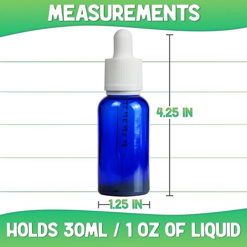 XPRS Nutra Empty 1 Ounce Glass Tincture Bottles With Dropper - 30 mL Glass Bottle With Dropper - Premium Small Bottles for Liquids Ideal as Droppers for Oils (Blue, 12 Count (Pack of 1)) in Saudi Arabia