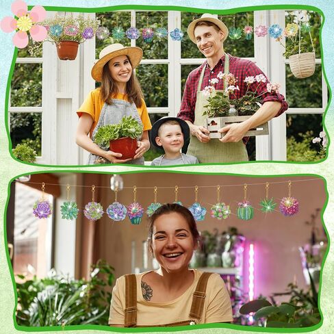 Misdary 20 Set Spring Flowers Diamond Painting Keychain DIY Diamond Painting Kits for Adults, Diamond DIY Ornament Kit Potted Flower Diamond Art for Craft Home Party Decoration (Succulent) in Saudi Arabia