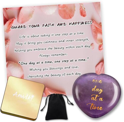 حجر الجمشت الكريستالي المعالج للقلق والقلق في يوم واحد في كل مرة، هدية مهدئة للإبهام وحجر الكريستال البنفسجي لنفسك أو عائلتك أو صديقك in Kuwait