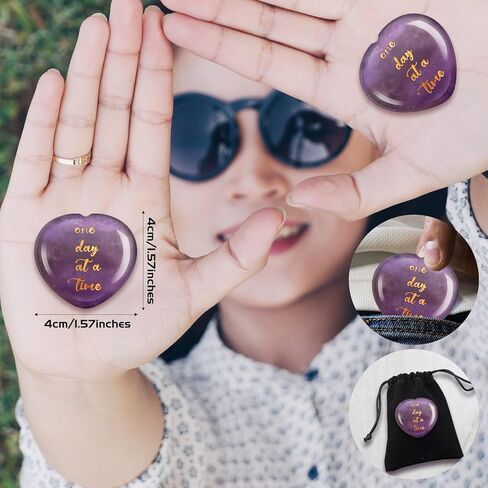 حجر الجمشت الكريستالي المعالج للقلق والقلق في يوم واحد في كل مرة، هدية مهدئة للإبهام وحجر الكريستال البنفسجي لنفسك أو عائلتك أو صديقك in Kuwait