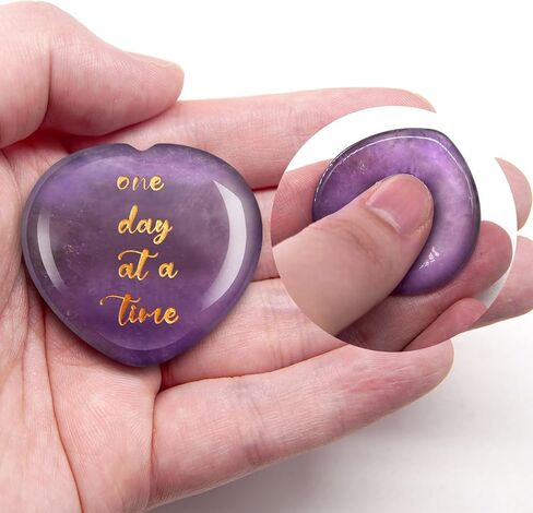 حجر الجمشت الكريستالي المعالج للقلق والقلق في يوم واحد في كل مرة، هدية مهدئة للإبهام وحجر الكريستال البنفسجي لنفسك أو عائلتك أو صديقك in Kuwait