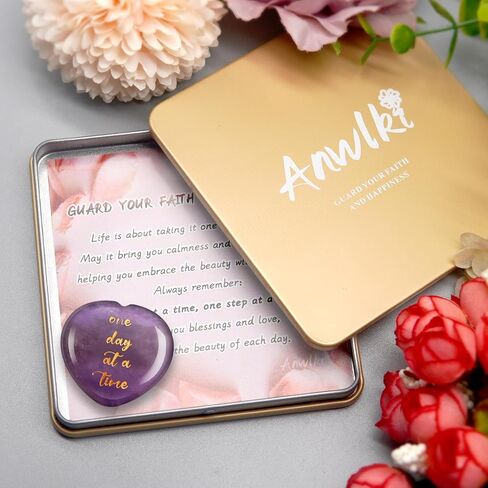 حجر الجمشت الكريستالي المعالج للقلق والقلق في يوم واحد في كل مرة، هدية مهدئة للإبهام وحجر الكريستال البنفسجي لنفسك أو عائلتك أو صديقك in Kuwait