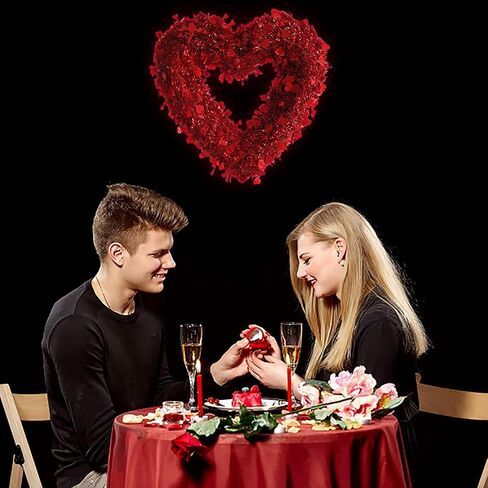 14" Valentines Wreath for Front Door, Tinsel Heart Wreath for Indoor Outdoor Decorations, Valentines Day Heart Shaped Wreath Sign Wall Hanging Decor by 4E's Novelty in Saudi Arabia