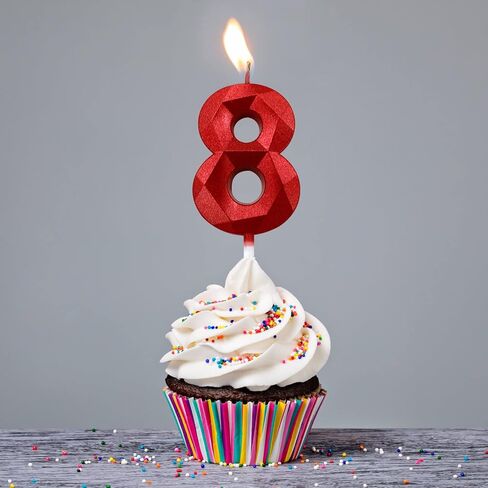 شموع كعكة عيد الميلاد مقاس 10.16 سم باللون الأزرق، شموع عدد شموع عيد ميلاد بتصميم ثلاثي الأبعاد للكيك، تزيين تزيين الكيك للأطفال والكبار والحفلات والذكرى السنوية وعمر المعلم. (رقم أزرق DIY 5) in Kuwait