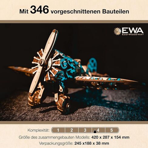 لغز طائرة ثلاثي الأبعاد من EWA Eco Wood Art - مجموعة أعمال خشبية كلاسيكية - نموذج تجميع مستدام يمكنك صنعه بنفسك للبالغين والأطفال in Kuwait