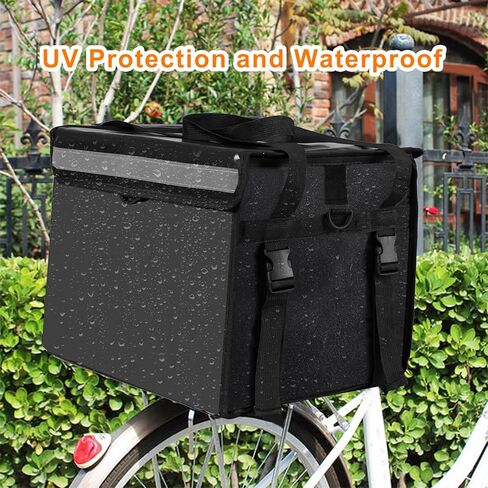 1 حزمة حقيبة معزولة XL- 17.32 × 12.6 × 13.78 بوصة، مع مناشف التنظيف، حقيبة حمل توصيل الطعام، حقيبة تسوق قابلة للطي، حقيبة بيتزا 10 بوصة (أسود، 48 لتر - 12 جالون) in Kuwait