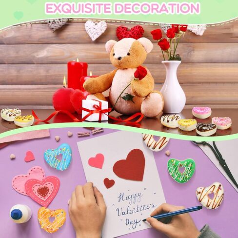 Junkin 60 Pcs Valentine's Day Rainbow Donut Stress Balls Heart Stress Relief Donuts PU Donut Toy Donut Party Favors Sensory Fake Donuts for Valentine's Day Gifts Fillers Wedding School Reward in Saudi Arabia
