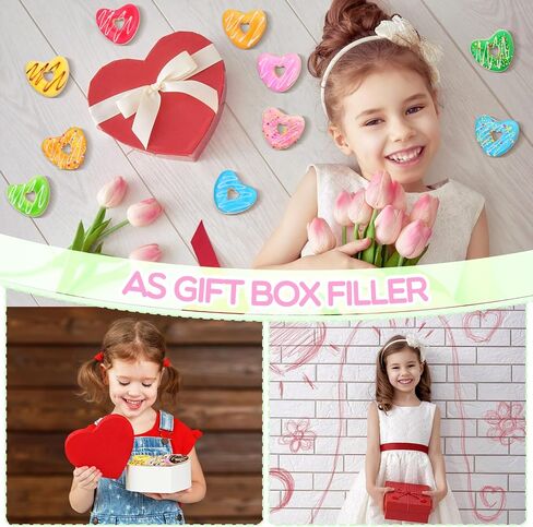 Junkin 60 Pcs Valentine's Day Rainbow Donut Stress Balls Heart Stress Relief Donuts PU Donut Toy Donut Party Favors Sensory Fake Donuts for Valentine's Day Gifts Fillers Wedding School Reward in Saudi Arabia
