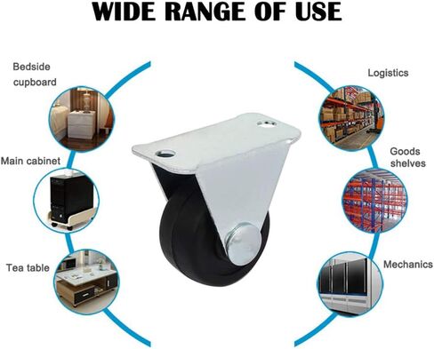 12 Pack 1-inch Dia Rubber Single Wheel Rigid Non-Swivel Top Plate Fixed Casters in Kuwait