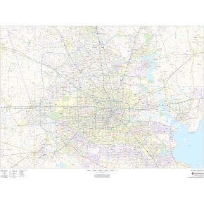 Harris County, Texas - 48" x 36" Laminated Wall Map