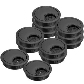 Mesee 12 Pieces Desk Grommets, 60mm Plastic Cable Grommet Kit Table Round Hole Cover Cap Wire Organizers for Office Home Computer Desktop Tidy Cord Management - Black