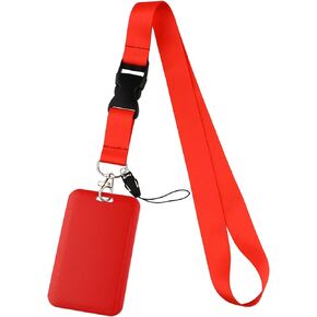 Lanyard ID Holder Green Lanyard for Keys ID Badges Keychain Vertical Name Badge Holder with Clip