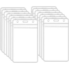 10 Pack Clear Luggage Tags Bag Tags Holder Identification ID Card Badge Holder for Business Travel and Office Supplies, Heavy Duty Waterproof Clear PVC Name Card Vertical Pocket