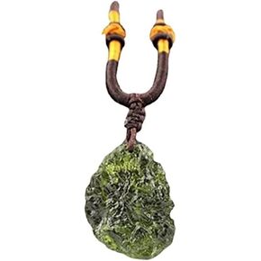 Moldavite Aerolitesl Crystal,Stone Pendant Czech Meteorite Pendants Fall Rough Gemstone Apotropaic Rope Green Necklace(Green,Irregular Shape)