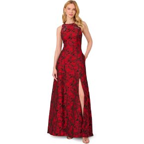 Adrianna Papell Women's Beaded Jacquard Gown