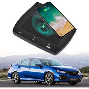 KEWISAUTO Car Wireless Charger for 2016-2021 Honda Civic, Center Console Charging Panel USB-A USB-C Fast Phone Charger Pad for Honda Civic 2016 2017 2018 2019 2020 2021 Accessories