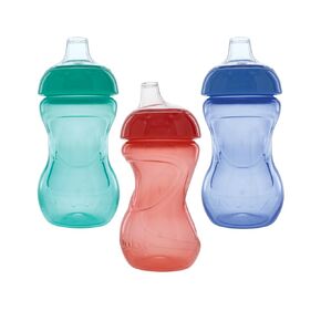Nuby No Spill 6oz/180ml Mini Gripper Soft Silicone Spout Cup, 3 Pack, Boys, 6m+, BPA Free