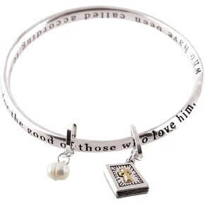 Dicksons Romans 8:28 Mobius Women's Silver-Plated Bangle Bible Charm Bracelet in Saudi Arabia