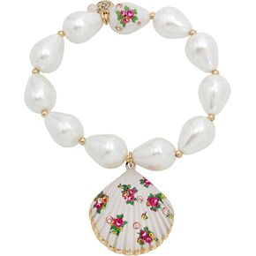 Betsey Johnson Womens Floral Shell Pearl Stretch Bracelet in Saudi Arabia