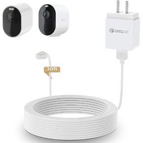 HOLACA Power Adapter and 30ft/9m Cable for Arlo Ultra Ultra 2/Arlo Pro 3 Pro 4 Pro 5s,Weatherproof Outdoor or Indoor Magnetic Cable Continuously Charging for Your Arlo Camera (1 Pack, 30ft)
