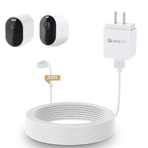 HOLACA Power Adapter and 30ft/9m Cable for Arlo Ultra Ultra 2/Arlo Pro 3 Pro 4 Pro 5s,Weatherproof Outdoor or Indoor Magnetic Cable Continuously Charging for Your Arlo Camera (1 Pack, 30ft)