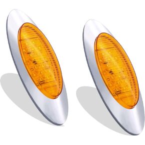 2 قطعة 6.6 بوصة كهرمان بيضاوي LED أضواء جانبية LED أضواء إزالة المقطورة الأمامية الخلفية إشارة الانعطاف للجري مجموعات إضاءة خلفية مضادة للماء مختومة من الكروم سطح جبل لشاحنة بيك اب RV Vans (16Leds) in Kuwait