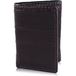 Black Genuine Pacific Eel Skin Trifold 9 Card Leather Wallet Handmade