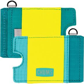 محفظة Chums Bandit Lo-Pro Minimalist - محفظة RFID مدمجة مع حلقة مفاتيح وحزام مطاطي للنقود (زيتوني/أزرق مخضر/معجون)
