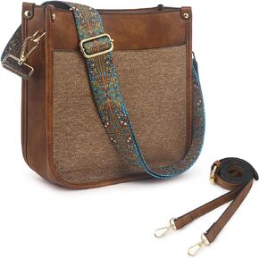 Crossbody Bag for Women Trendy Vegan Leather Hobo Handbags With 2PCS Adjustable Guitar Strap Shoulder Purse For Women…