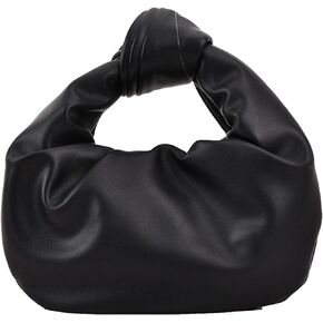 Women's Wrinkled Leather Cloud Shape Knotted Handbag Fashion Y2K Dumpling Underarm Hobo Clutch Purse for Party Shopping