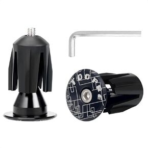 2 Set of Handlebar End Plugs with the Included Installation Tool, Suitable for Most Bicycles - Expanding Adjustable Aluminum Bar End Caps in Black for Road, Mountain, BMX, and MTB Bikes