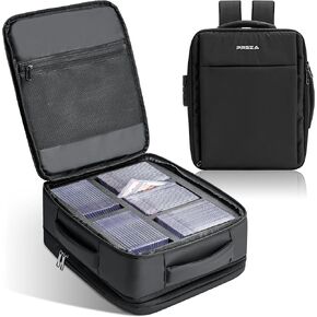 PREZA Graded Card Backpack with Slab Case Insert - Holds 85 Graded Slabs - Trading Card Backpack Compatible with MTG, TCG, PSA, BGS, SGC - Memorabilia Travel Bag Fits Binder and Case (Black)