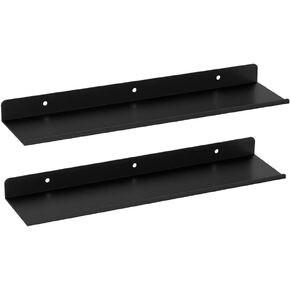 Metal Floating Shelves Wall Shelf, Stainless Steel Floating Shelves, Metal Hanging Shelf for Living Room Kitchen Storage Wall Mounted, Matte Black Matte Black,Set of 8