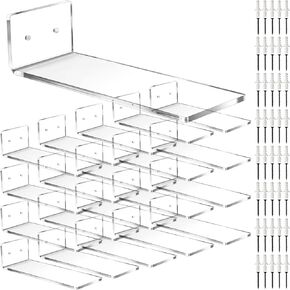 20 Pack Floating Shoe Shelves for Wall Acrylic Clear Floating Sneaker Shelves Display Shoe Wall Shelf Easy to Install Collections Includes Cross Screws Expansion Tubes (Black, Medium)