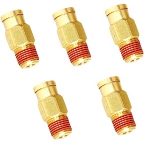 Push to Connect Fittings, 1/4" Tube OD x 1/4" NPT Male Brass DOT Air Fittings, Air Line Fittings, Air Hose Fittings Air Compressor Quick Connect Fittings, Brake Line Fittings, 5pcs
