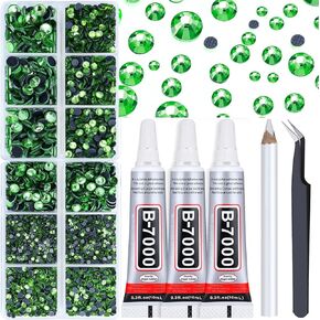6400PCS Glass Hotfix Rhinestones, Topaz Flatback Rhinestones for Craft, Clothes, Flatback Crystal Gemstones, Fabric Rhinestones for Clothing, with B7000 Rhinestone Glue