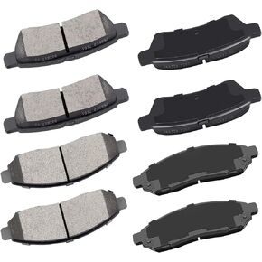 Front Rear Ceramic Brake Pads Kits 8pcs fit for 2005-2018 for Nissan Frontier, 2005-2015 for Nissan Xterra, 2009-2012 for Suzuki Equator