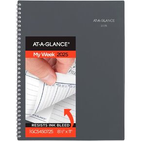 مخطط AT-A-GLANCE 2025، أسبوعي وشهري، 8-1/2 بوصة × 11 بوصة، كبير، حلزوني، DayMinder، رمادي (GC5450725)
