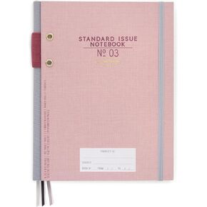 DesignWorks Ink Standard Issue Pink Planner Notebook No. 3 Journal with Lined Pages, Elastic Closure, Pen Holder, and 3 Ribbon Marker for Work, Writing, Journaling, 6.75" x 8.5"