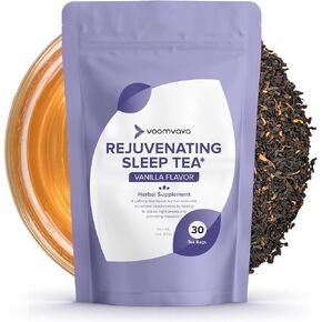 Rejuvenating Sleep Tea - Valerian Root Tea - Herbal Sleep Supplement for Menopause with Valerian Root, Lavender & Chamomile - Alleviates Hot Flashes, Night Sweats - 30 Teabags