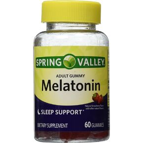 Spring Valley Adult Gummy Melatonin 5mg - Natural Strawberry Flavor - Single Bottle with 60 Gummies