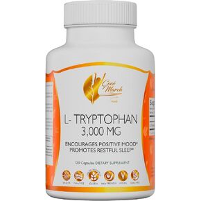 L-Tryptophan by Coco March Sleep Aid 500 mg, Gluten Free, Vegan, GMO Free, Dairy Free, Keto Friendly, Soy Free - 30 Servings