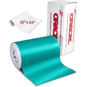 ORACAL 631 Matte Turquoise Adhesive Craft Vinyl 12 Inches x 6 Feet Including Free 12 Inches x 24 Inches Roll of Clear Transfer Paper