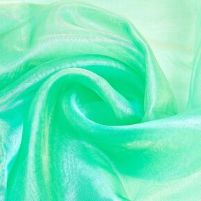 BENECREAT 3.28 Yards Two Tone Lightweight Sheer Organza Fabric, 59 Inch Iridescent Holographic Gauze Fabric Sheer for Wedding Dress, Fashion, Crafts, Decorations, Light Green