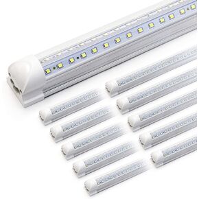LED Shop Light 4FT 10 Pack, 40W 5400LM 6500K Linkable Shop Light Fixtures, V Shape High Output Clear Cover T8 LED Tube Light Plug and Play, 4 Foot LED Shop Light for Garage Warehouse Basement