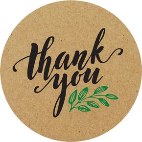 easykart labels 1000 Kraft Thank You Sticker Labels | 1 Inch Size | Highly Recommended for Birthdays, Weddings, Giveaways, Bridal Showers and Perfect for Small Business Owners (1 Pack)