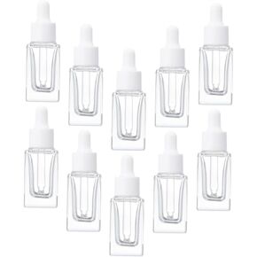 Beavorty 10pcs square essential oil bottle glass bottles cosmetics bottles with dropper glass container outdoor dropper eye dropper container terrarium travel household Water bottle