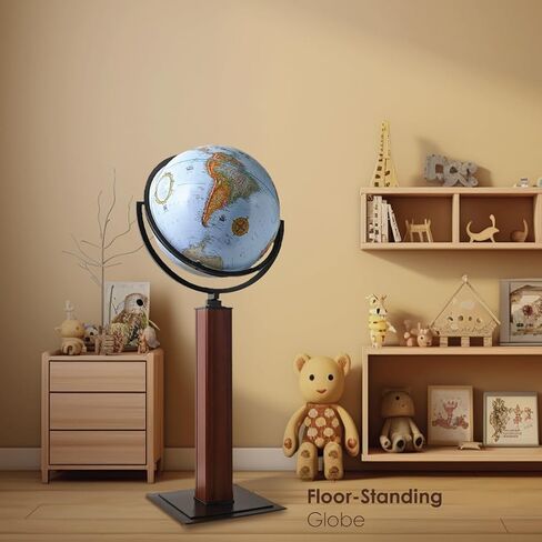 Waypoint Geographic Landen Globe، كرة أرضية مزخرفة بقطر 16 بوصة، عرض متعدد الاتجاهات، كرة أرضية طويلة القامة بطول 44 بوصة للمنزل أو المكتبة أو ديكور المكتب، عتيقة in Kuwait