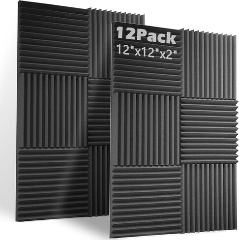 Acoustic Foam Panels 12 Pack, 12"x12"x2" Sound Proof Panels For Walls, Acoustic Panels for Sound Dampening, High Density Acoustic Foam Sound Absorbing Panels for Home Studios, Offices, Theaters in Saudi Arabia